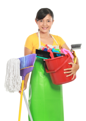 Photo of women with cleaning equipment